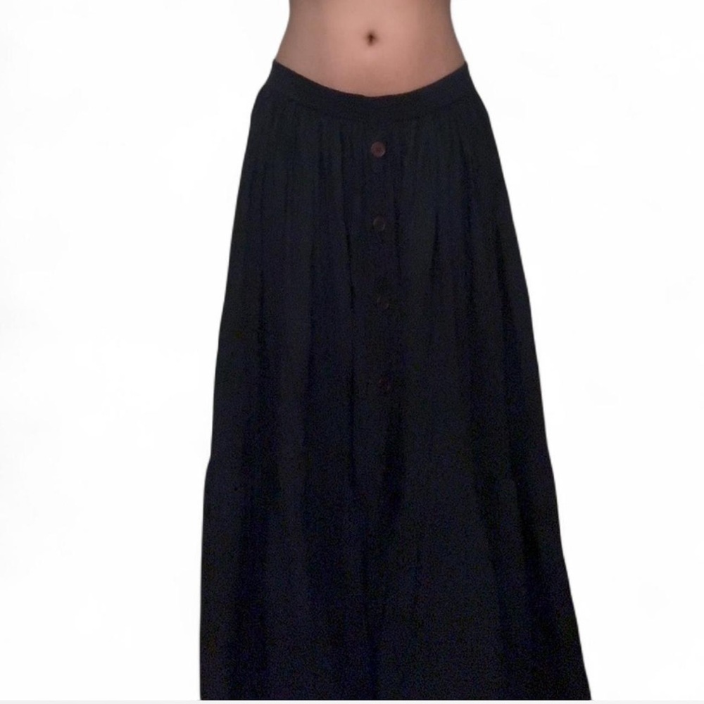 Navy Blue With Buttons Maxi Skirt